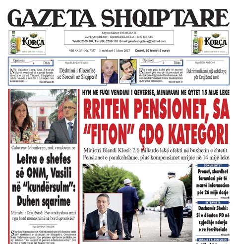 gazetat me te mira shqiptare sot